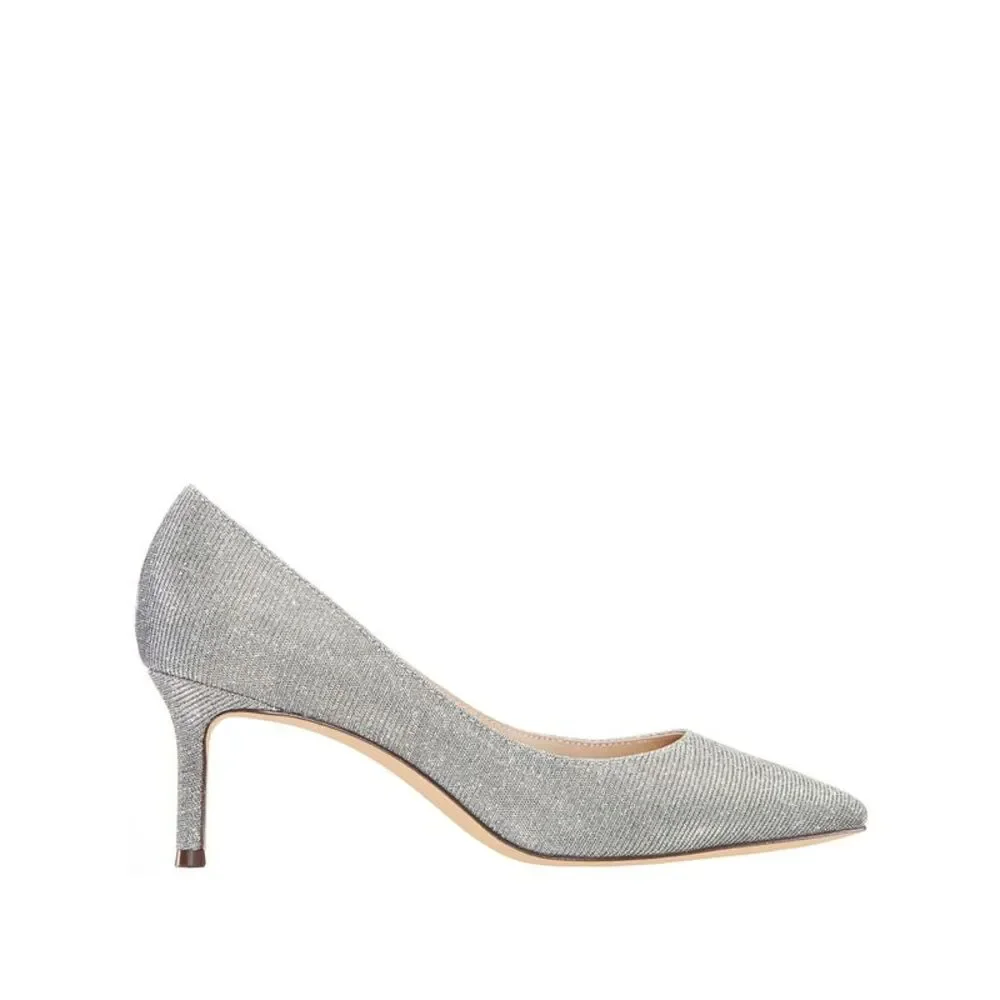 NINA Womens Silver Padded Nina60 Pointed Toe Stiletto Slip On Leather Pumps 11 M